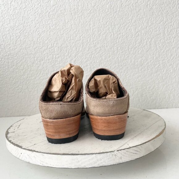 Lane Plain Jane Mule Womens 7.5 Latte Suede Cowboy Boots Western Slip On Short - Picture 3 of 11